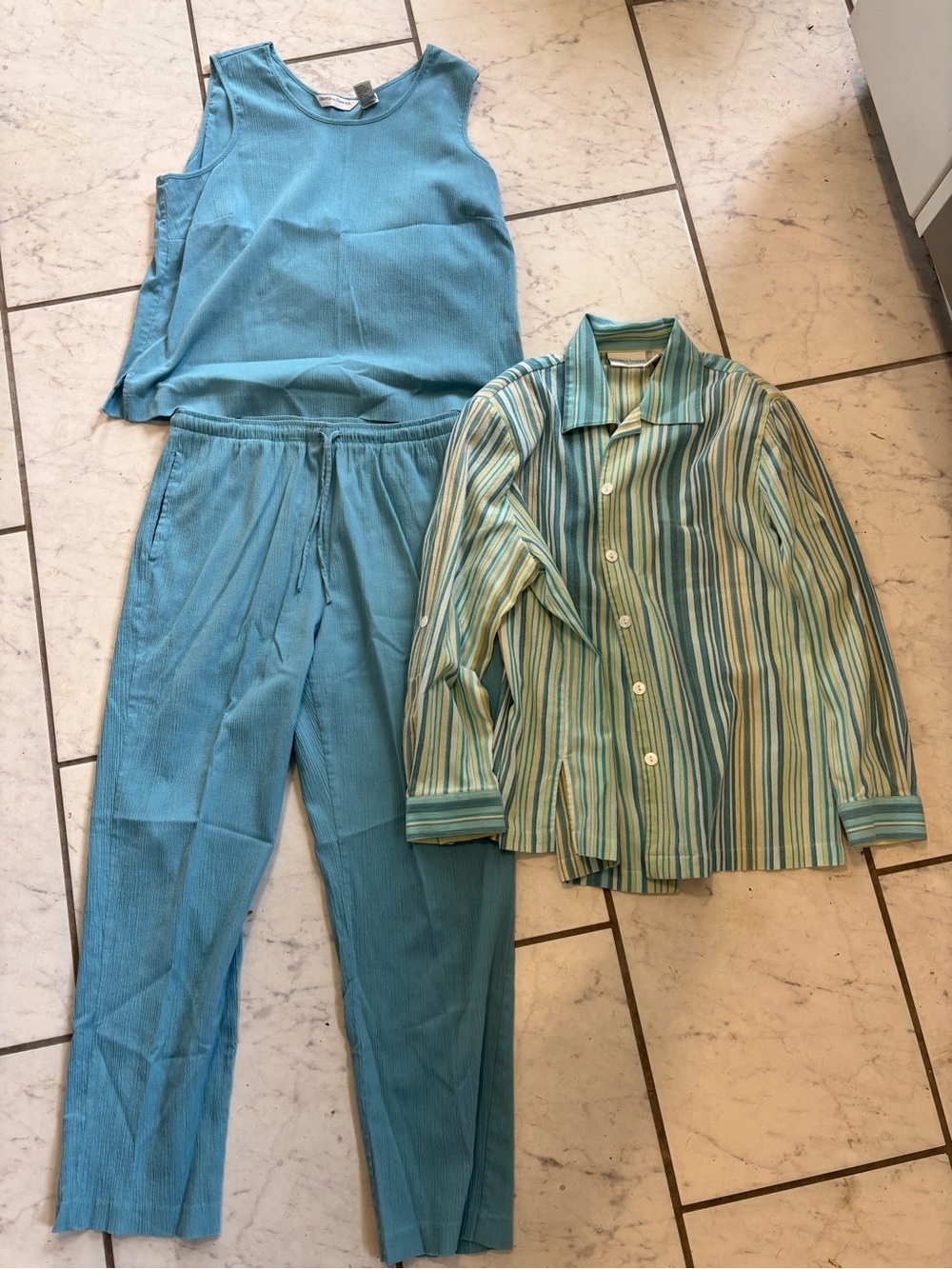 Woman’s Blue Striped Three-Piece Set